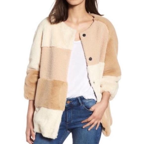BCBGeneration Jackets & Blazers - Beige BCBGeneration Faux Fur Jacket Size XL NWT